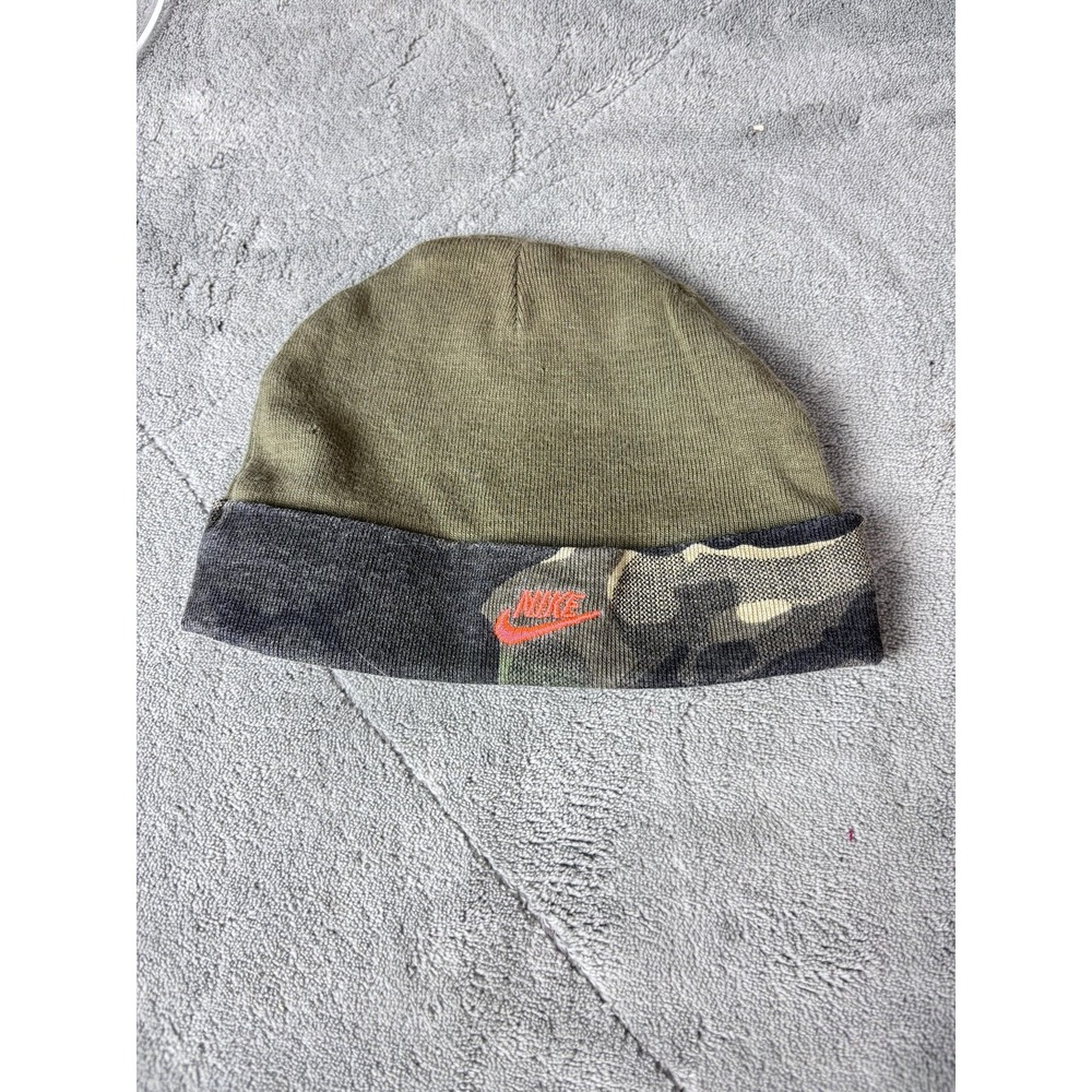 Nike Hat Beanie Fitted Infant 0-6M Green Camo Cuffed Knit Baby Logo Winter